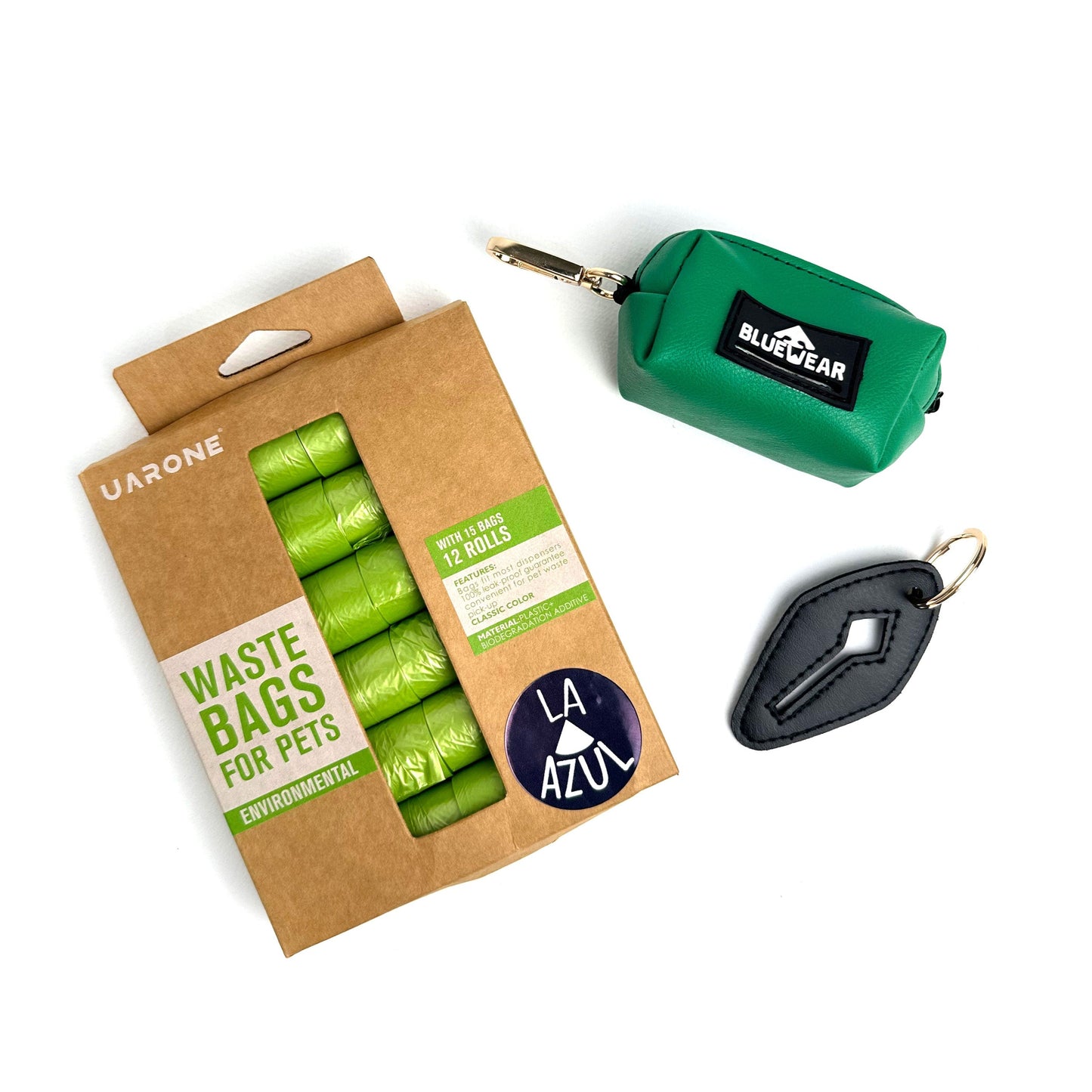 Portabolsas Verde - 2 en 1 - Dispensador de poopbags + poop clip