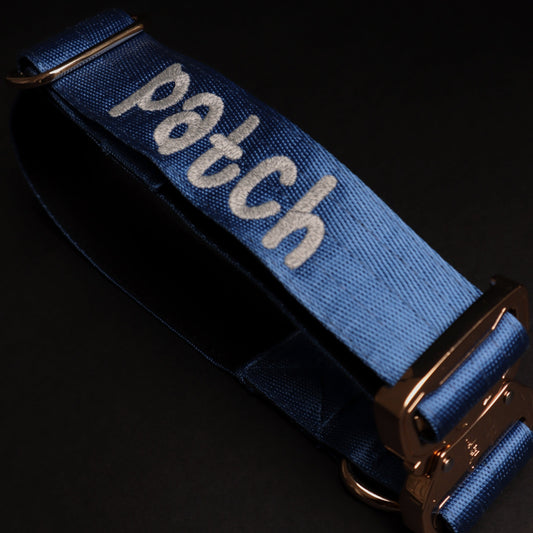 Collar Táctico Deluxe ancho con asa - Azul acero