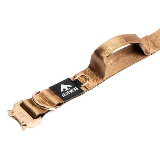 Collar Táctico Deluxe ancho con asa - Marrón Metálico