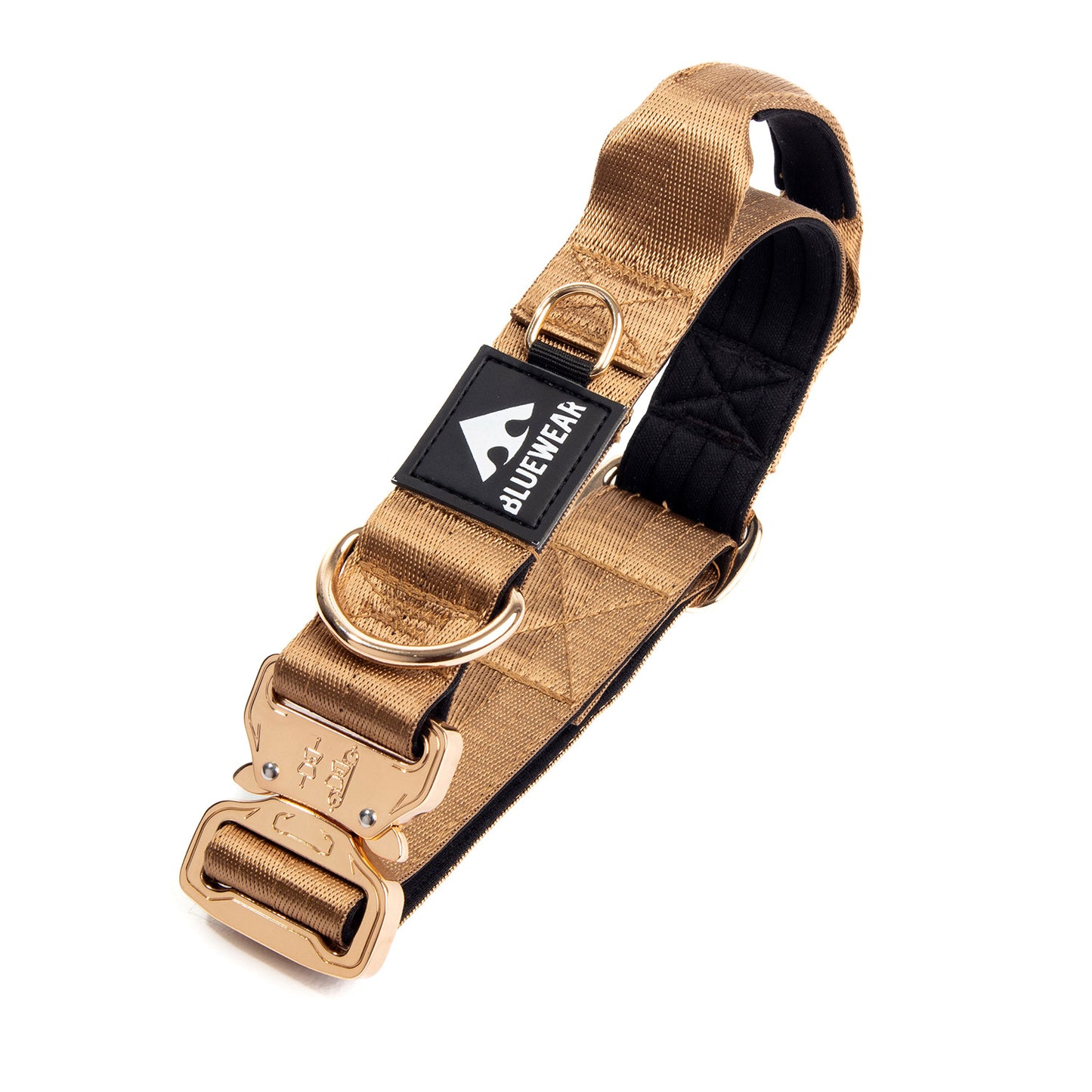 Collar Táctico Deluxe ancho con asa - Marrón Metálico