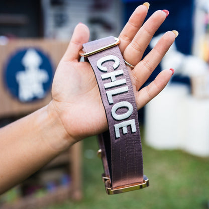 Collar Táctico Deluxe ancho con asa - Lila