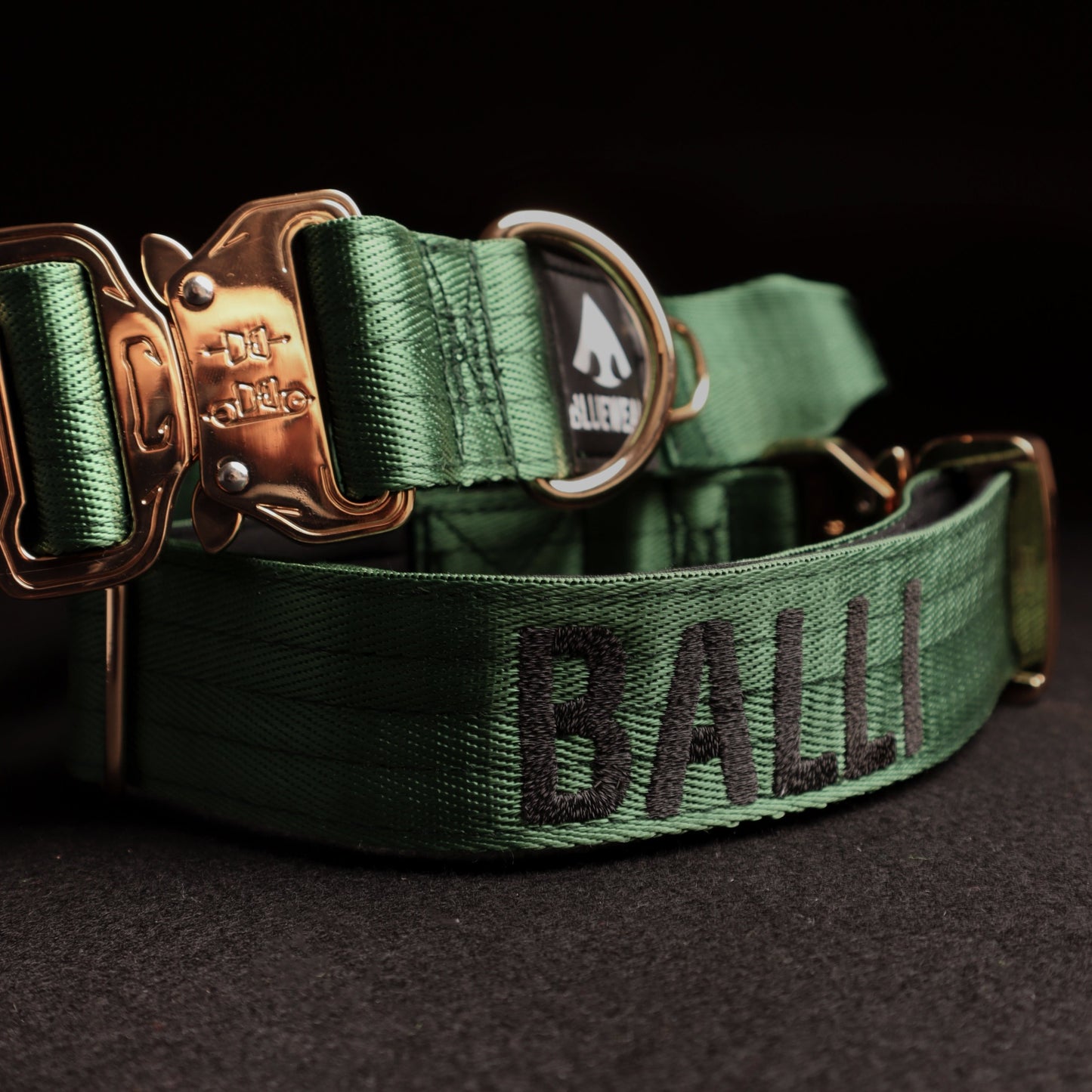 Collar Táctico Deluxe ancho con asa - Esmeralda