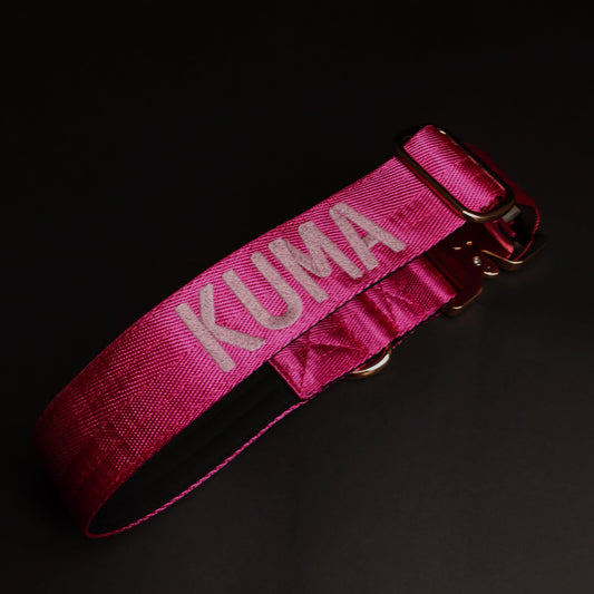 Collar Táctico Deluxe ancho con asa - Fucsia