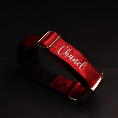 Collar Táctico Deluxe ancho con asa - Rojo Vino