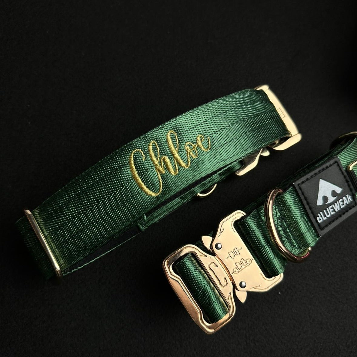 Collar Táctico Deluxe ancho con asa - Esmeralda