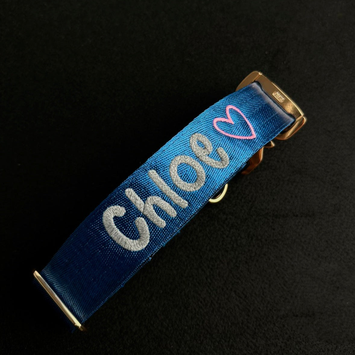 Collar Táctico Deluxe ancho con asa - Azul acero