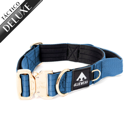 Collar Táctico Deluxe ancho con asa - Azul acero