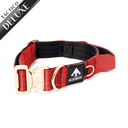 Collar Táctico Deluxe ancho con asa - Rojo Vino